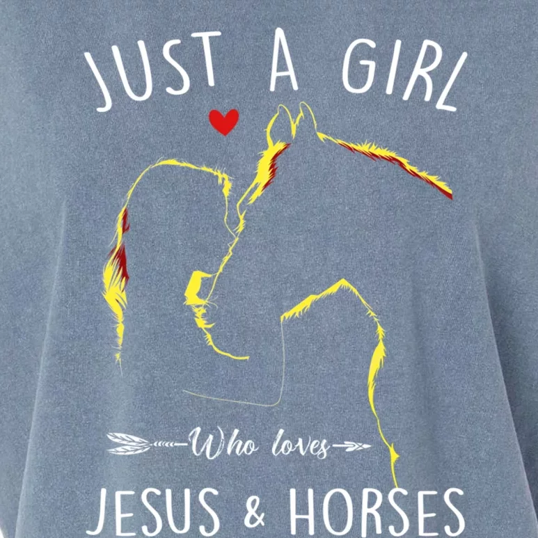 Just A Who Loves Jesus And Horses Equestrian Christian Gift Garment-Dyed Women's Muscle Tee