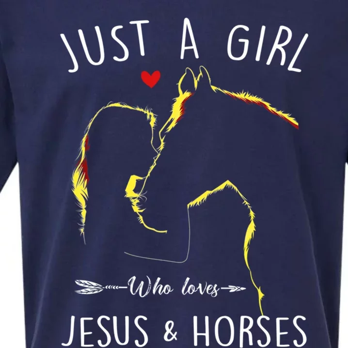 Just A Who Loves Jesus And Horses Equestrian Christian Gift Sueded Cloud Jersey T-Shirt