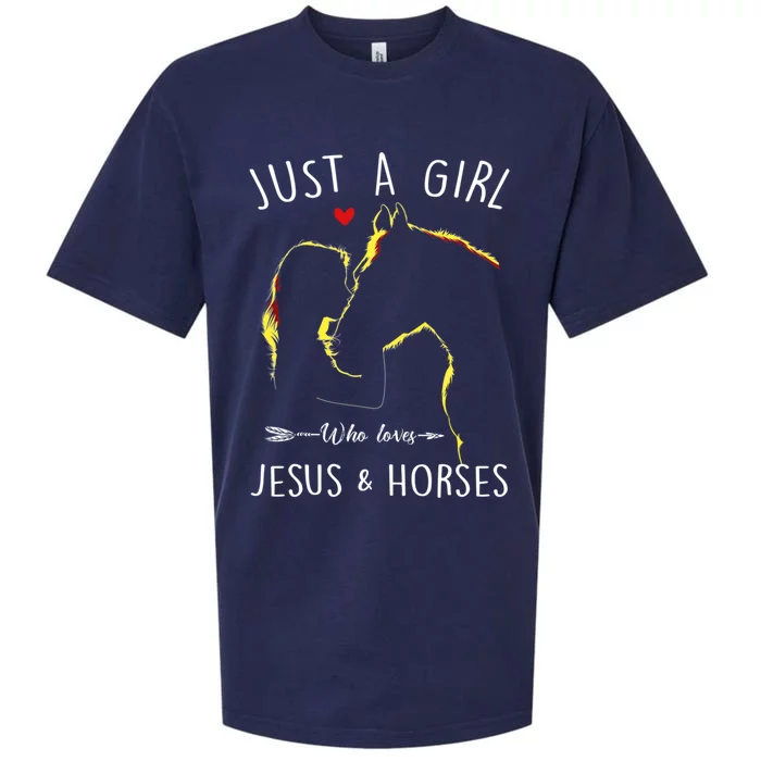 Just A Who Loves Jesus And Horses Equestrian Christian Gift Sueded Cloud Jersey T-Shirt