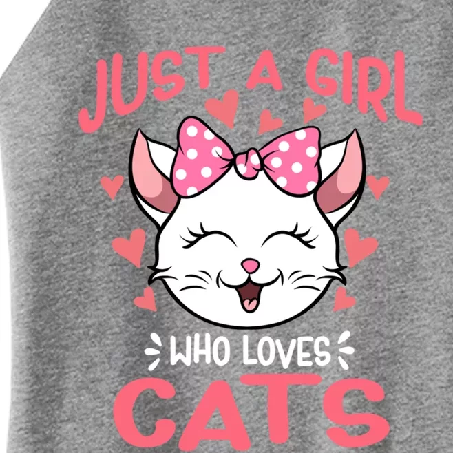 Just A Who Loves Cats Cute Kitty Face Cat With Bandana Gift Women’s Perfect Tri Rocker Tank