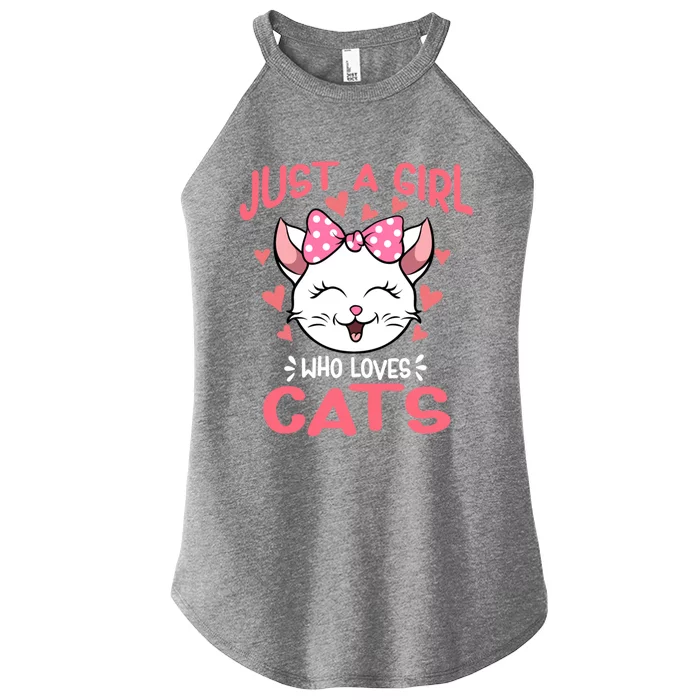 Just A Who Loves Cats Cute Kitty Face Cat With Bandana Gift Women’s Perfect Tri Rocker Tank