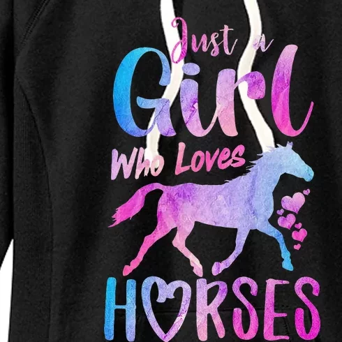 Just A Who Loves Horses Riding Cute Horse Women's Fleece Hoodie