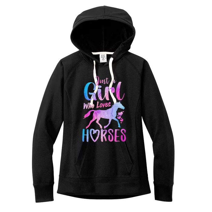 Just A Who Loves Horses Riding Cute Horse Women's Fleece Hoodie