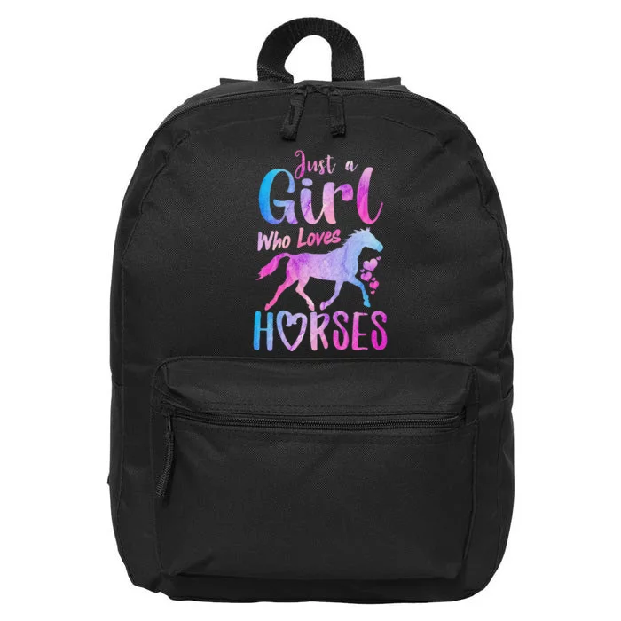 Just A Who Loves Horses Riding Cute Horse 16 in Basic Backpack