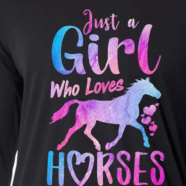 Just A Who Loves Horses Riding Cute Horse Cooling Performance Long Sleeve Crew