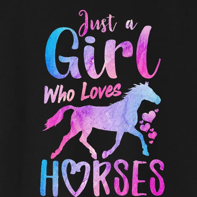 Just A Who Loves Horses Riding Cute Horse Women's Crop Top Tee