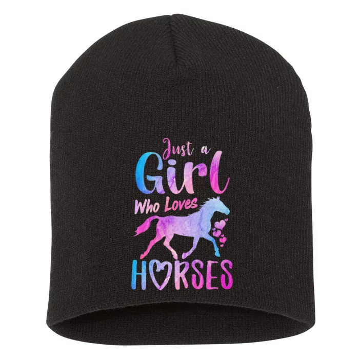 Just A Who Loves Horses Riding Cute Horse Short Acrylic Beanie