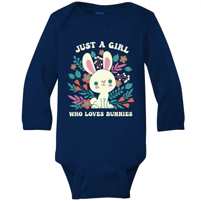 Just A Who Loves Bunnies Easter Bunny Cool Gift Baby Long Sleeve Bodysuit