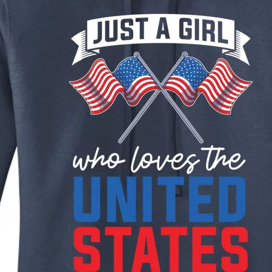 Just A Who Loves The United States Us Flag 4th Of July Gift Women's Pullover Hoodie