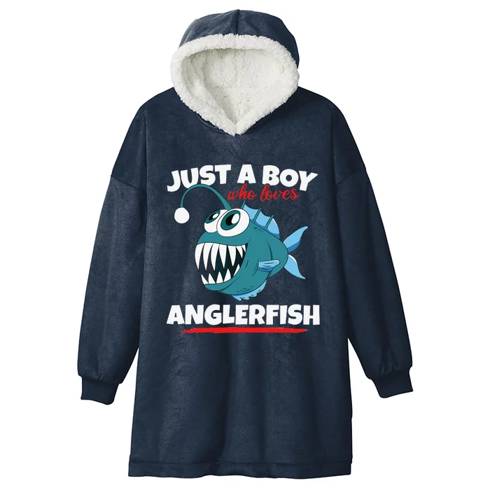 Just A Who Loves Angler Fish Funny Fishing Anglerfish Hooded Wearable Blanket