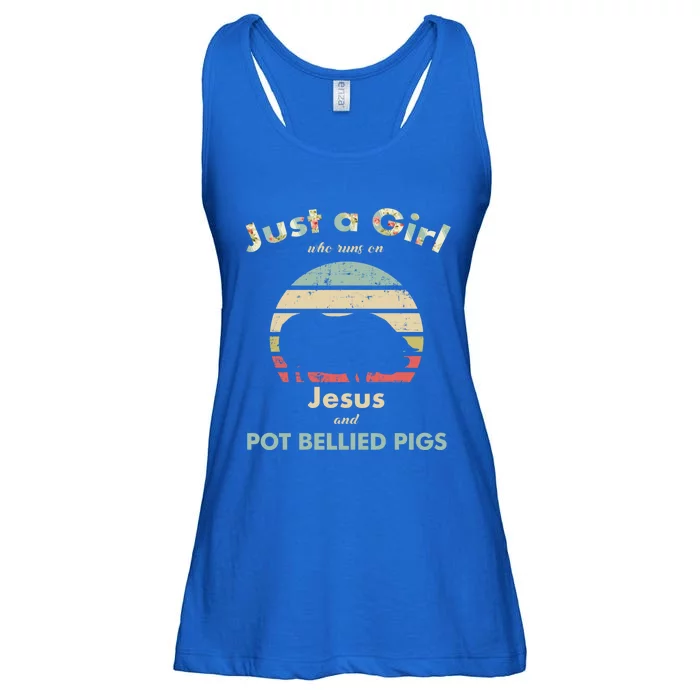 Just A Who Runs On Jesus And Pot Bellied Pigs Gift Ladies Essential Flowy Tank