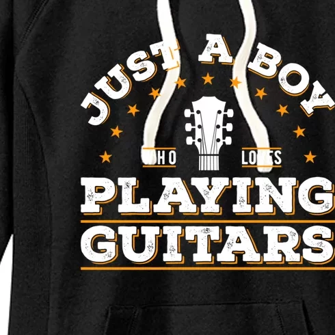 Just A Who Loves Playing Guitar Lover Cool Musician Tee Gift Women's Fleece Hoodie