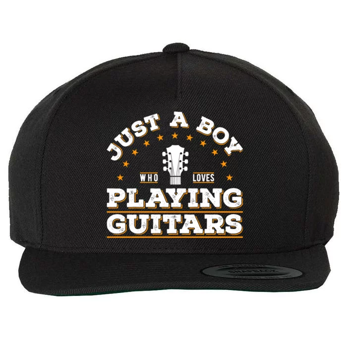 Just A Who Loves Playing Guitar Lover Cool Musician Tee Gift Wool Snapback Cap