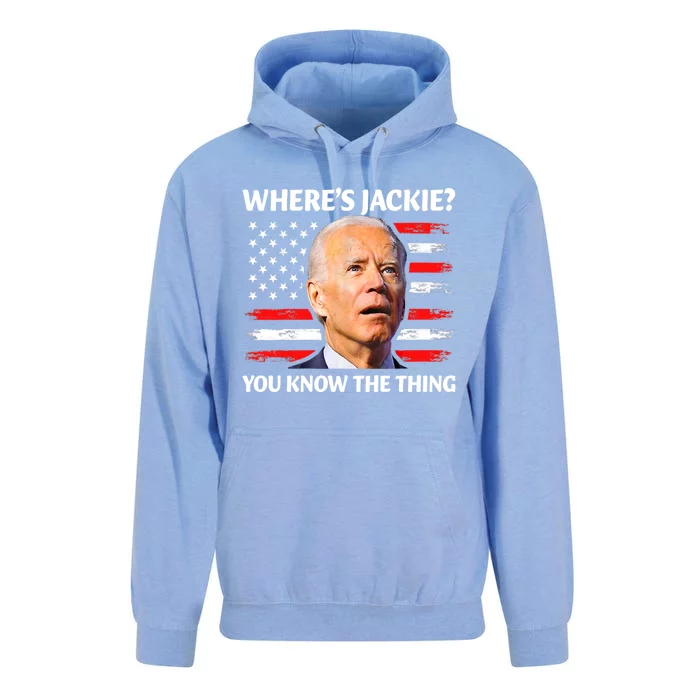 Jackie Are You Here Where's Jackie Funny Anti Joe Biden Unisex Surf Hoodie