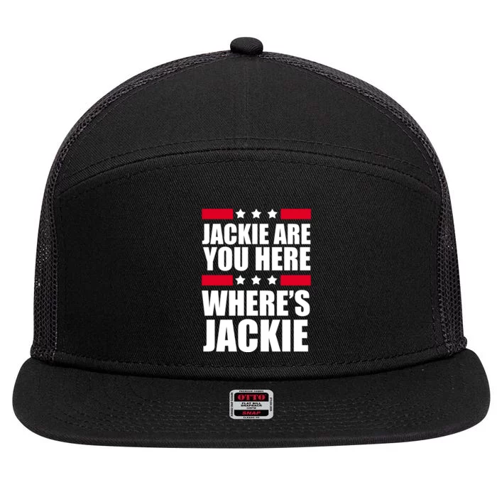 Jackie Are You Here Where's Jackie 7 Panel Mesh Trucker Snapback Hat