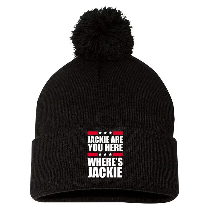 Jackie Are You Here Where's Jackie Pom Pom 12in Knit Beanie