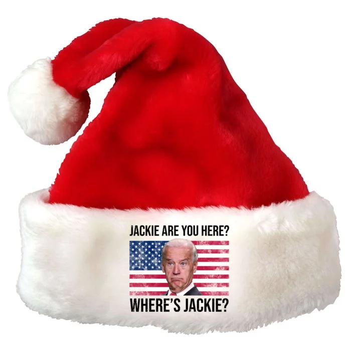 Jackie Are You Here Where's Jackie? Funny Biden Premium Christmas Santa Hat