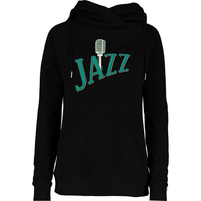 Jazz Microphone Womens Funnel Neck Pullover Hood