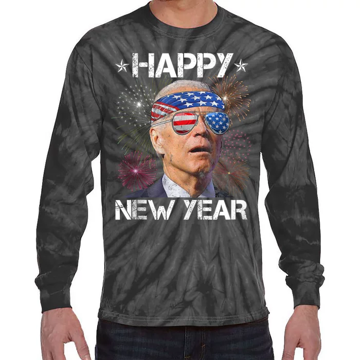 Joe Biden 4th Of July Happy New Year Fireworks Sunglasses Tie-Dye Long Sleeve Shirt