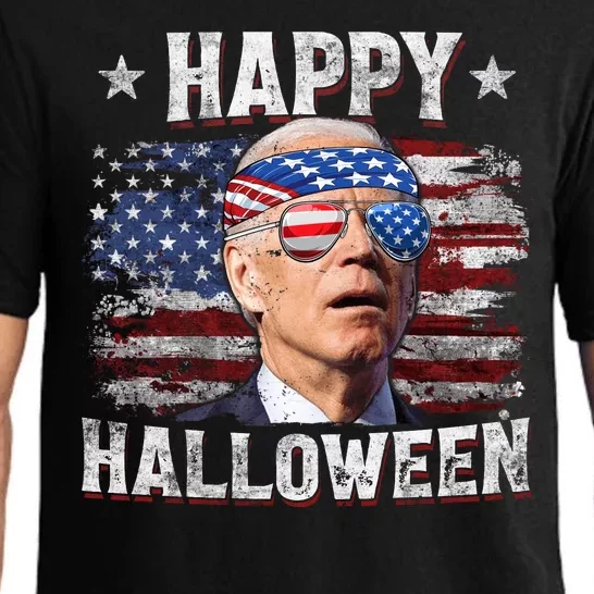 Joe Biden 4th Of July Happy Halloween USA American Flag Glasses Pajama Set