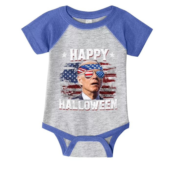 Joe Biden 4th Of July Happy Halloween USA American Flag Glasses Infant Baby Jersey Bodysuit