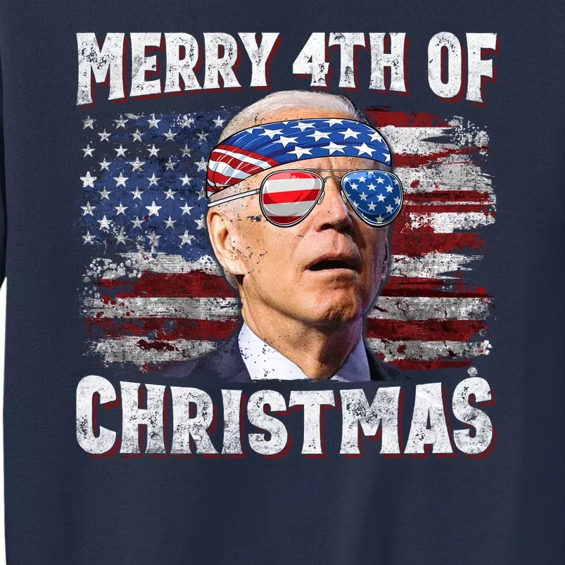 Joe Biden 4th Of July Shirts Merry 4th Of Christmas American US Flag Sweatshirt