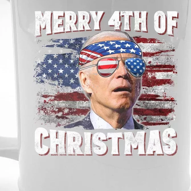 Joe Biden 4th Of July Shirts Merry 4th Of Christmas American US Flag Front & Back Beer Stein