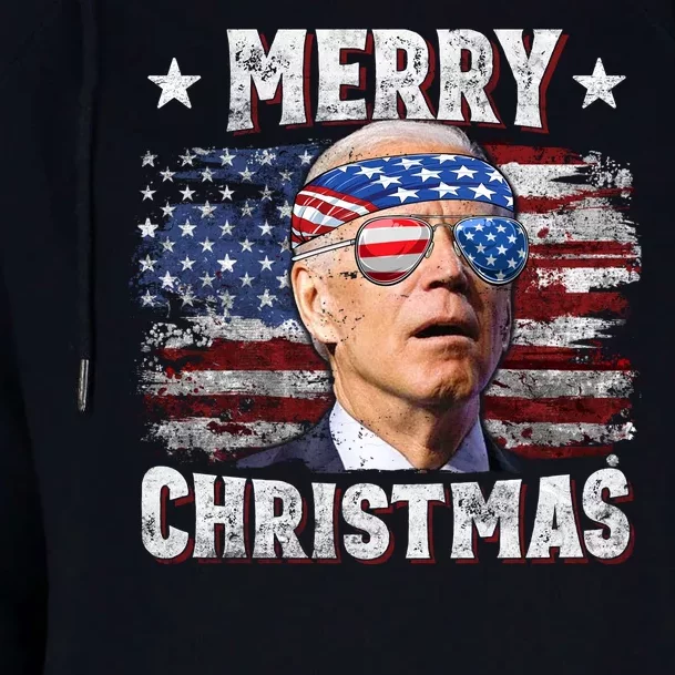 Joe Biden 4th Of July Shirts Merry Christmas American US Flag Womens Funnel Neck Pullover Hood