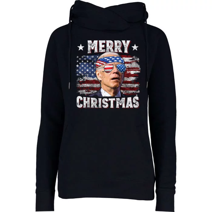 Joe Biden 4th Of July Shirts Merry Christmas American US Flag Womens Funnel Neck Pullover Hood