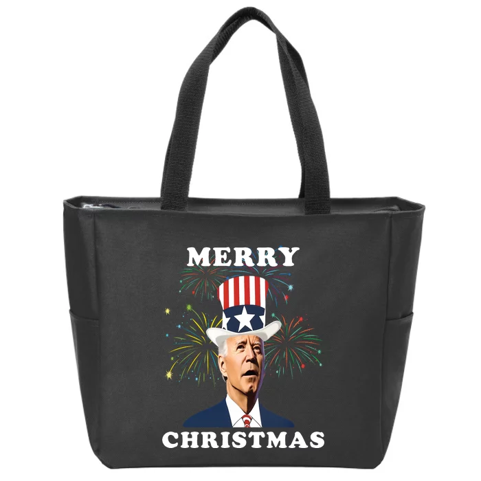 Joe Biden 4th Of July Merry Christmas Funny Joe Biden Zip Tote Bag