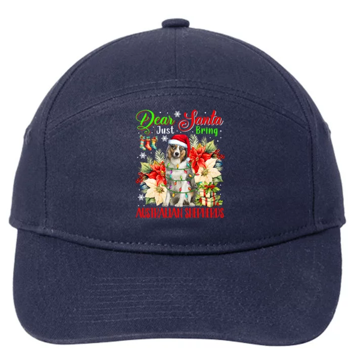 Just Bring Australian Shepherds Christmas Flowers Santa Dog Gift 7-Panel Snapback Hat