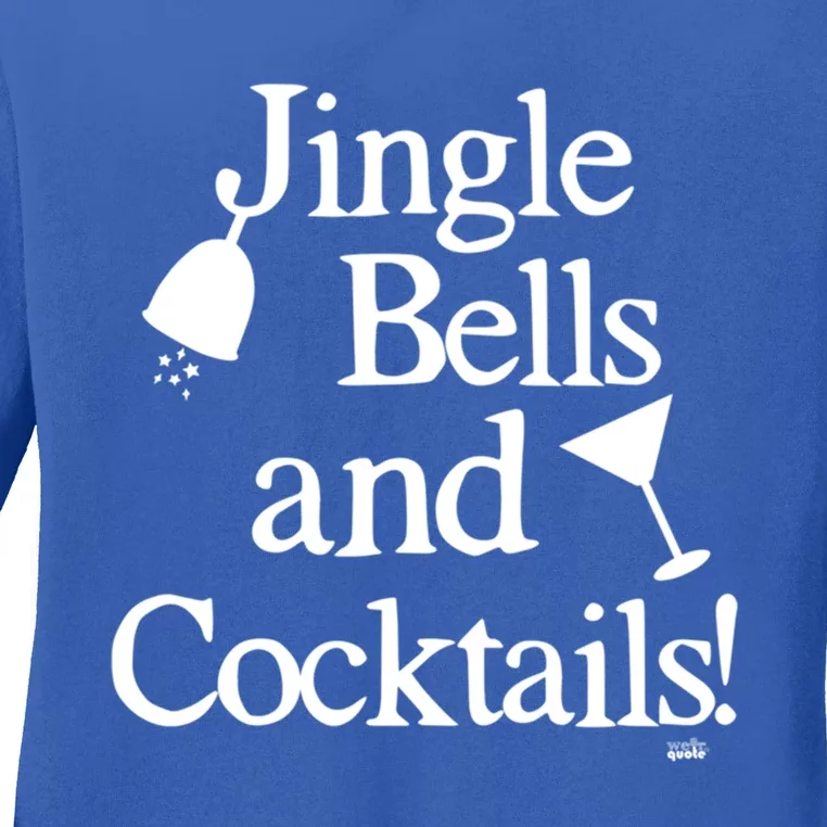 Jingle Bells And Cocktails Christmas Cool Gift Ladies Long Sleeve Shirt