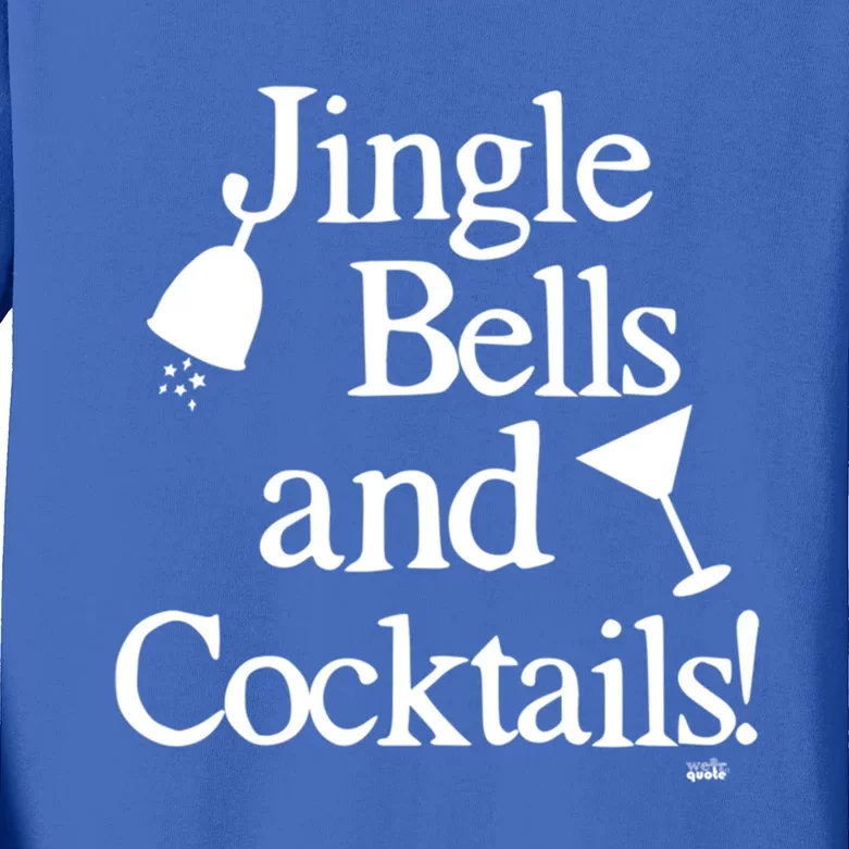 Jingle Bells And Cocktails Christmas Cool Gift Kids Long Sleeve Shirt