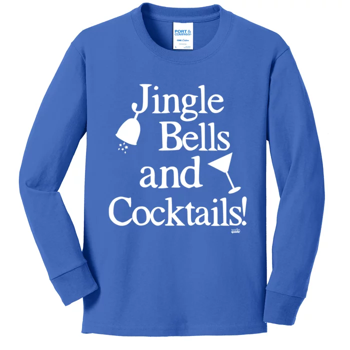 Jingle Bells And Cocktails Christmas Cool Gift Kids Long Sleeve Shirt