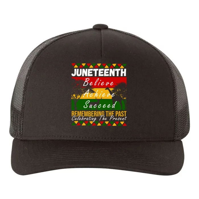 Juneteenth Believe Achieve Succeed Africa Yupoong Adult 5-Panel Trucker Hat