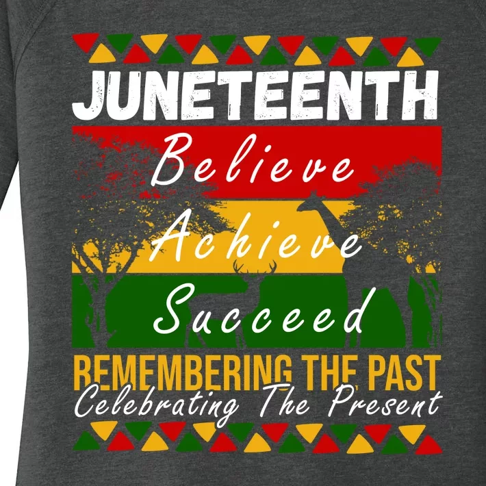 Juneteenth Believe Achieve Succeed Africa Women's Perfect Tri Tunic Long Sleeve Shirt