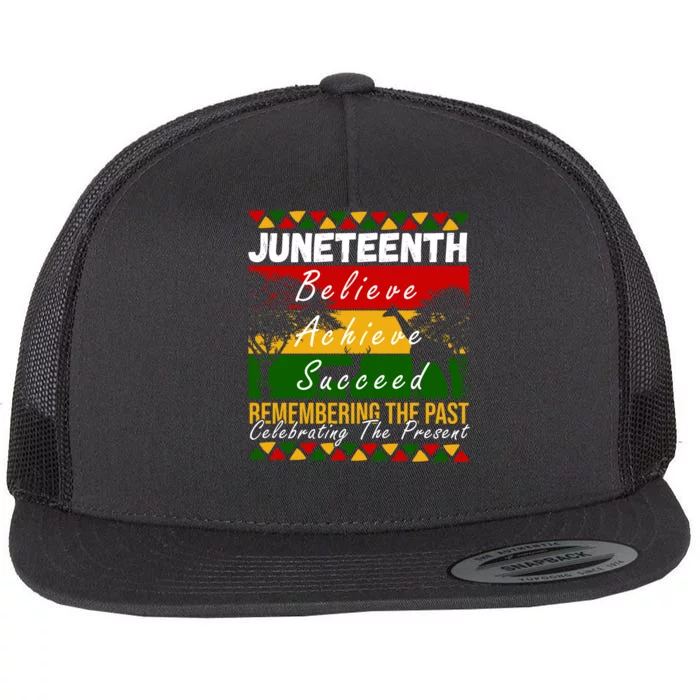 Juneteenth Believe Achieve Succeed Africa Flat Bill Trucker Hat