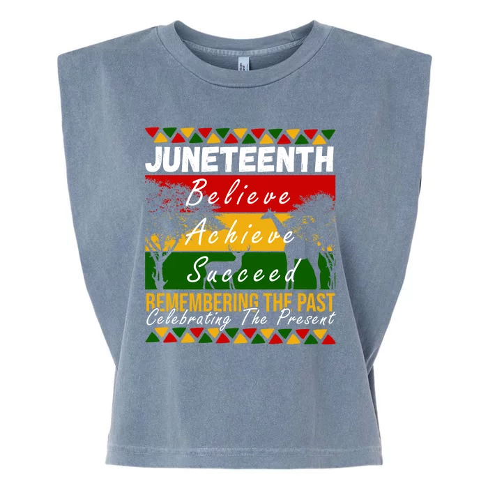 Juneteenth Believe Achieve Succeed Africa Garment-Dyed Women's Muscle Tee