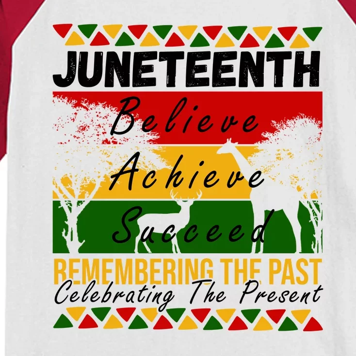 Juneteenth Believe Achieve Succeed Africa Kids Colorblock Raglan Jersey