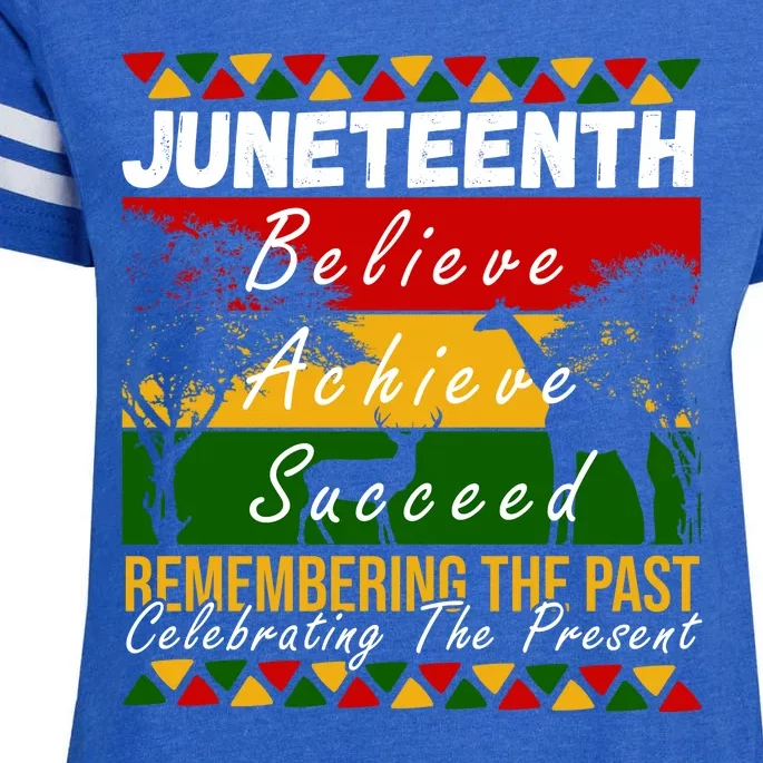 Juneteenth Believe Achieve Succeed Africa Enza Ladies Jersey Football T-Shirt