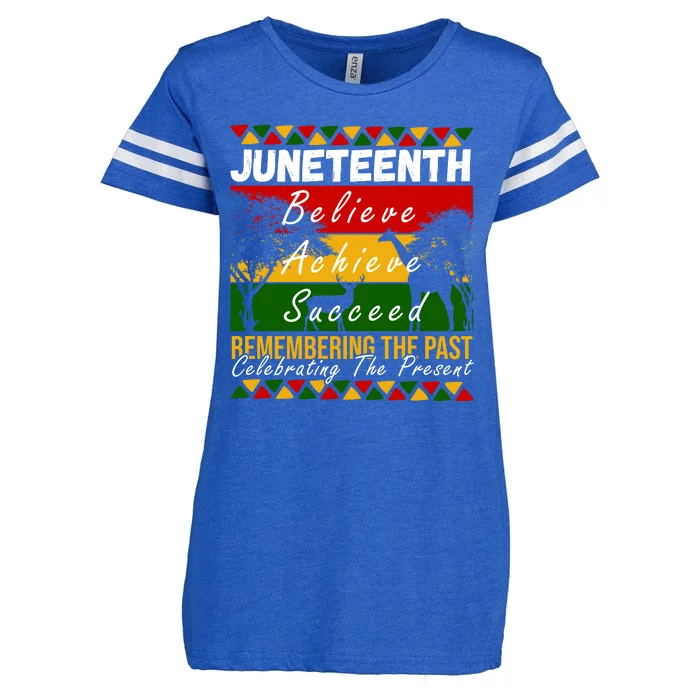 Juneteenth Believe Achieve Succeed Africa Enza Ladies Jersey Football T-Shirt