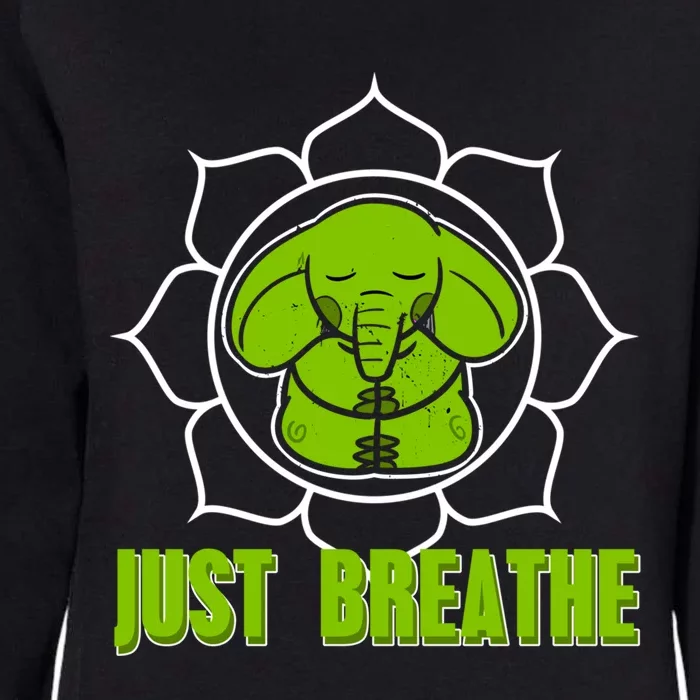 Just Breathe Awesome Meditating Elephant Design Present Gift Womens California Wash Sweatshirt