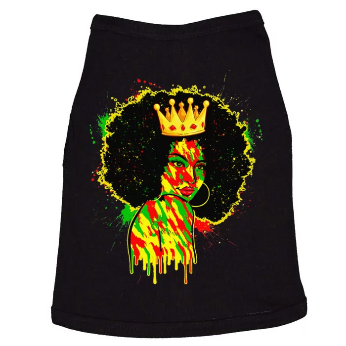 Juneteenth Black Afro Melanin Woman Dripping Art Doggie Tank