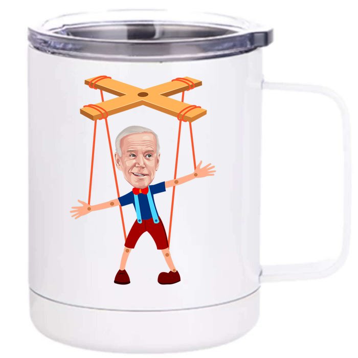 Joe Biden As A Puppet Funny Anti Biden Front & Back 12oz Stainless Steel Tumbler Cup