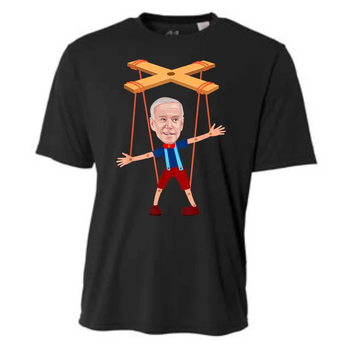 Joe Biden As A Puppet Cooling Performance Crew T-Shirt