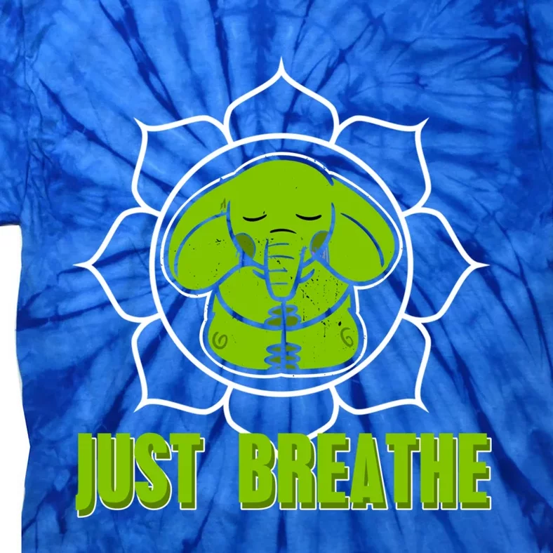 Just Breathe Awesome Meditating Elephant Design Present Gift Tie-Dye T-Shirt