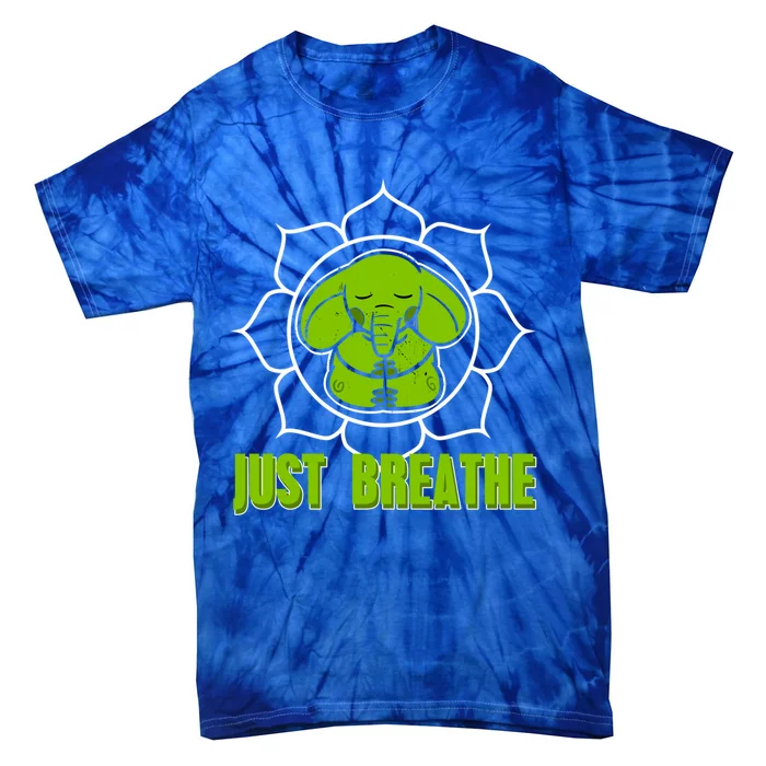 Just Breathe Awesome Meditating Elephant Design Present Gift Tie-Dye T-Shirt