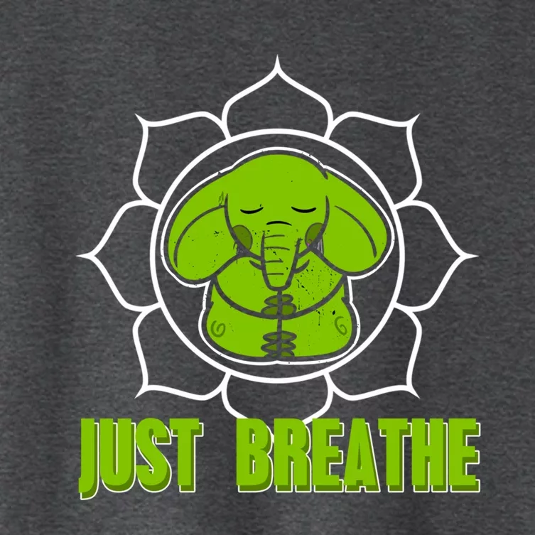 Just Breathe Awesome Meditating Elephant Design Present Gift Women's Crop Top Tee