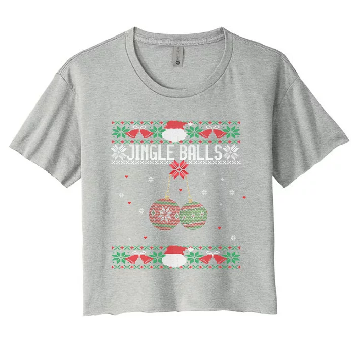 Jingle Balls And Tinsel Tits Couples Ugly Christmas Couple Gift Women's Crop Top Tee