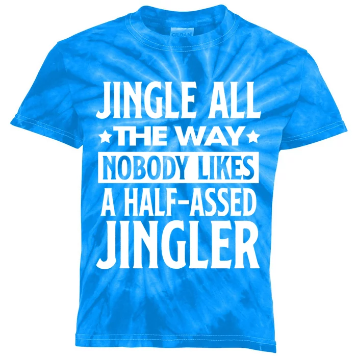 Jingle Bell All Way Half Assed Jingler Christmas Xmas Vibe Gift Kids Tie-Dye T-Shirt